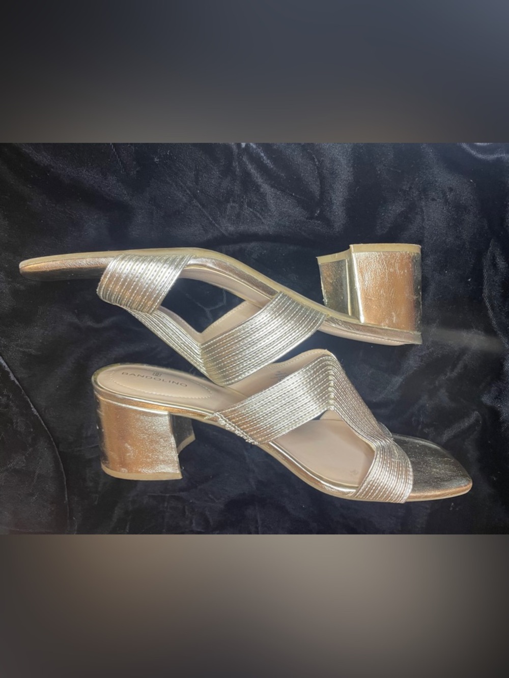 Bandolino Merily Metallic Gold Slide Sandals - Size 10 Summer Dress Formal Event - Picture 2 of 6